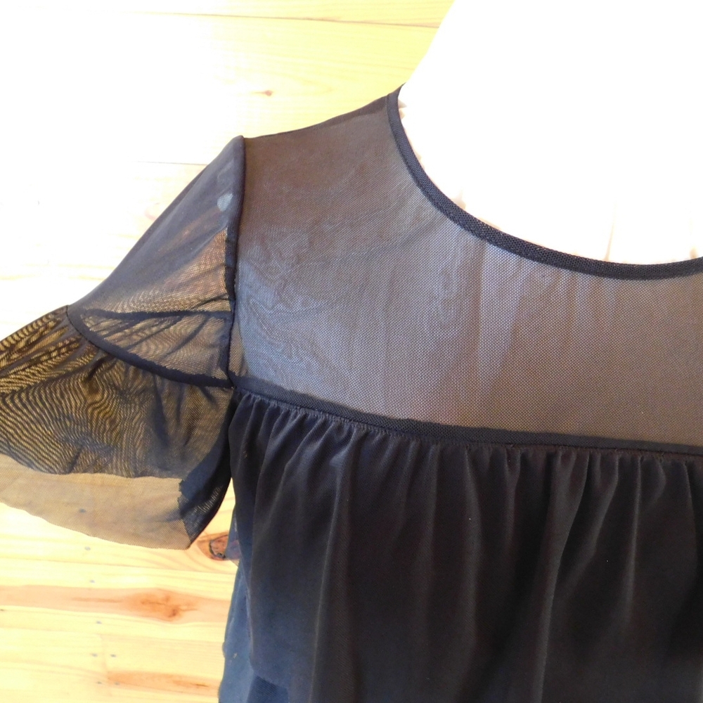 Elegant Black Sheer Sleeve Top